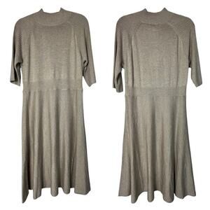 Magaschoni Dress Cashmere Knit Sweater Fit & Flare Tan Tuscan Brown NEW NWT L